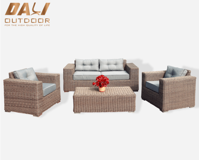 4 stk Moderne Wicker Udendørs Rattan Møbler Have Patio Gas Fire Sofa Sæt