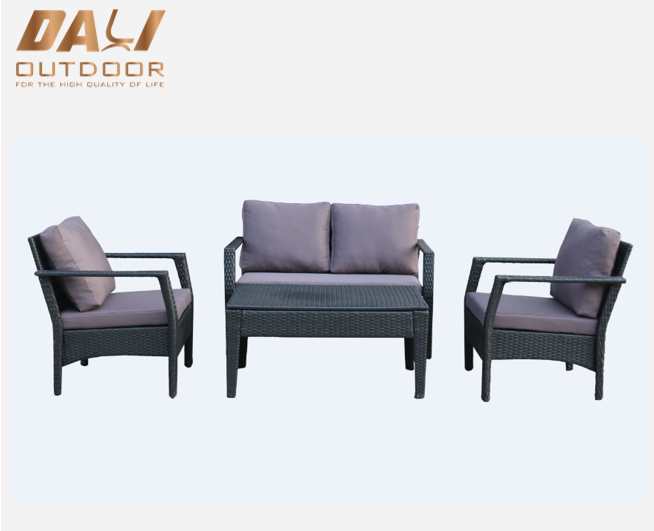 4 stk PE rattan havesofa møbel 4 personers sæt udendørs møbel sofa