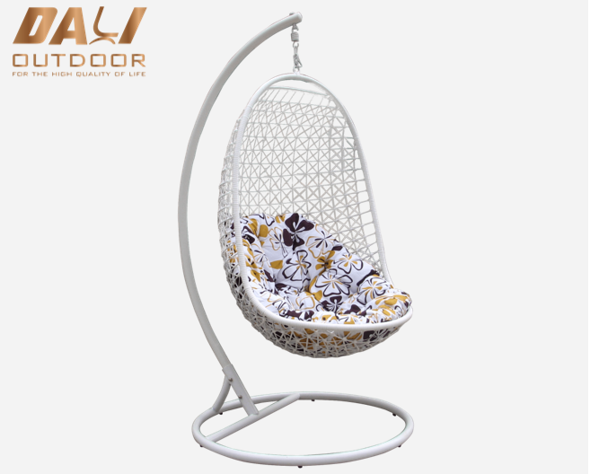 Udendørs Møbler Stål Wicker Egg Form Hængende Have Patio Gynger Stol