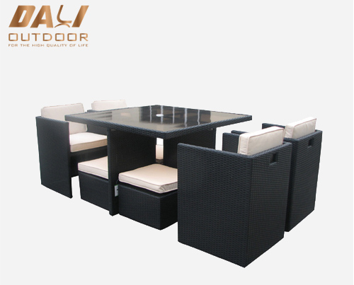 Hot 5 stk polyrattan pude rattan møbel Stol og bord Have gårdhave PE flet rattan udendørs bordsæt Spisemøbler