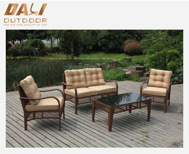 All Weather flad rattan 4 styks brun udendørs sæt plast rattan sofa rattan møbler hjørnesofa