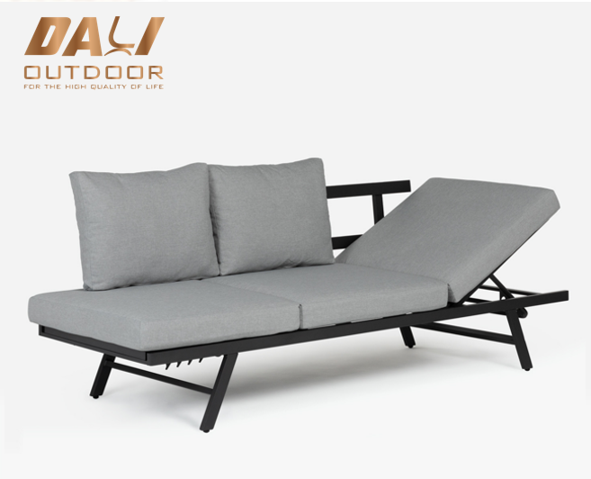 Funktionelle udendørs lounger med aluminiumsramme med tilpassede puder